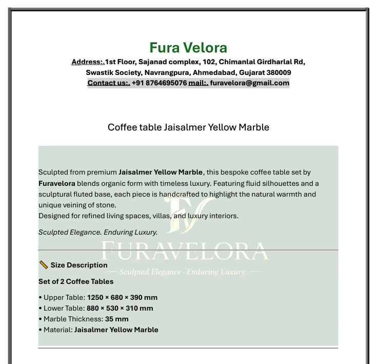 Jaisalmer Yellow Marble Coffee table (FV-001)