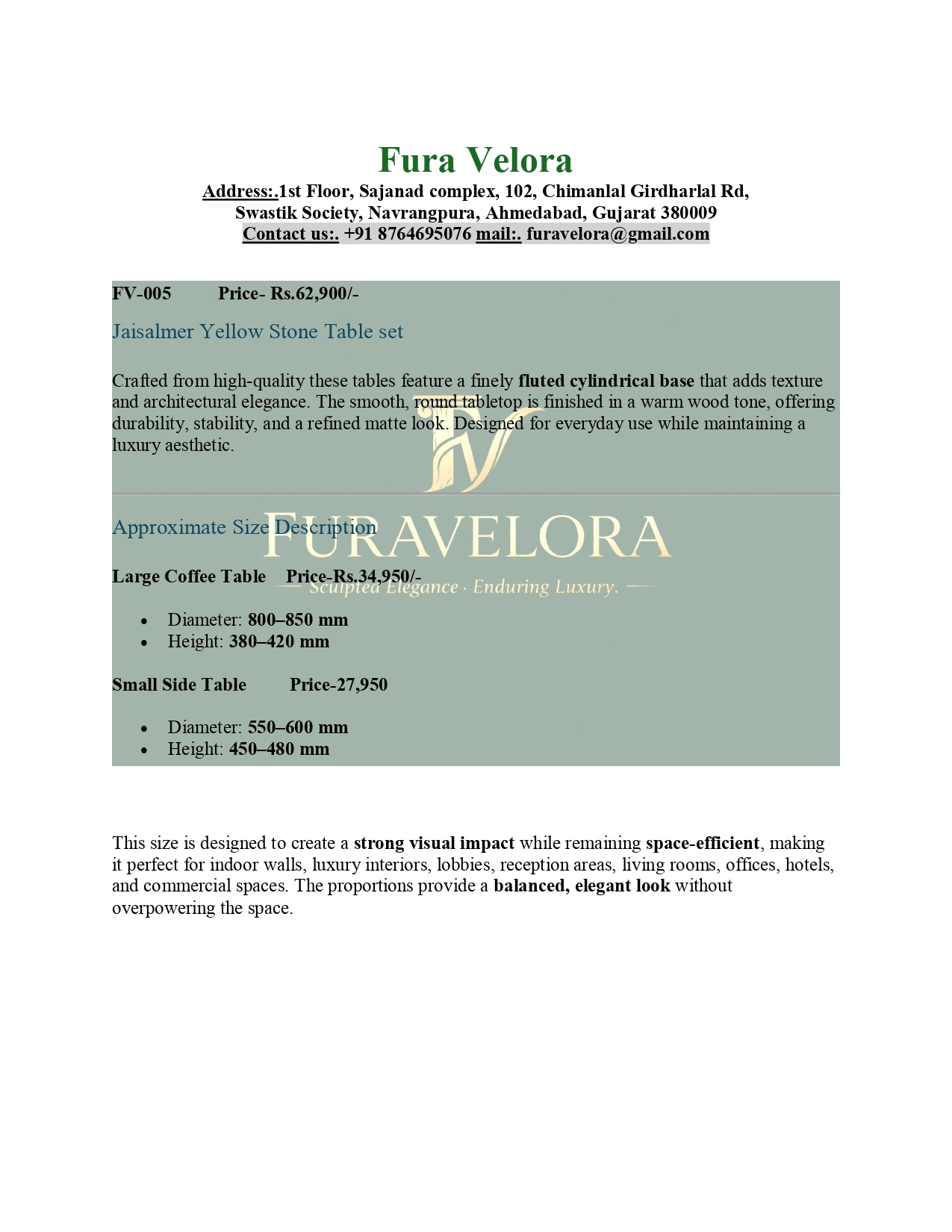 Jaisalmer Yellow Stone/Marble Twin Table set (FV-005)